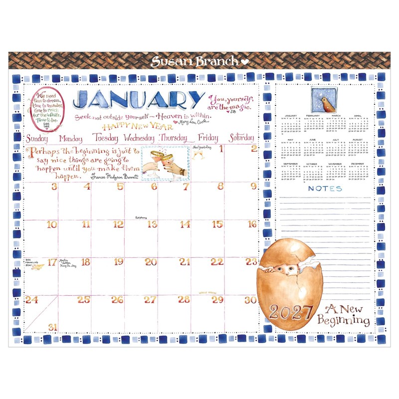 2027 Susan Branch Large Desk Pad Monthly Blotter Calendar