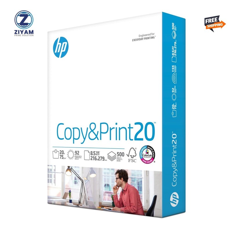 HP Printer Paper | 8.5 x 11 Paper | Copy &Print 20 lb | 1 Ream Case – 500 Sheets