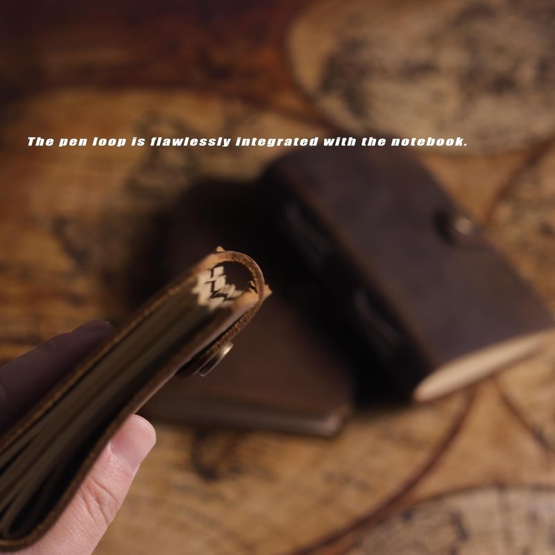 Stylish Refillable Leather Journal - Compact Pocket Notebook with Lock & Pen gallery