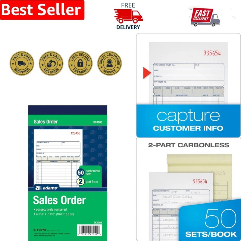 Customizable 2-Part Carbonless Order Book with Wrap-Around Cover – 50 Sets