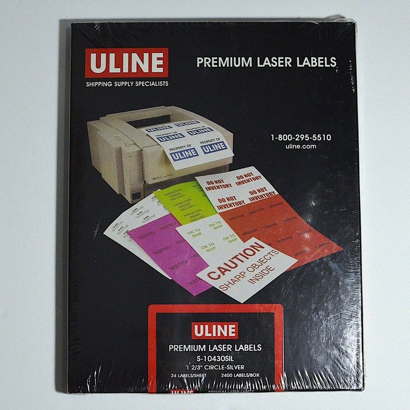Silver Laser Labels 1-2/3" Circle 2400 Count ULINE Premium S-10430SIL Sealed