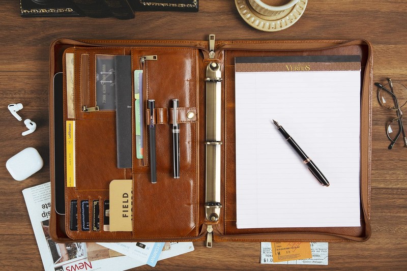 Personalized Leather Padfolio for Left & Right Handed, 3-Ring Binder Portfoli... gallery