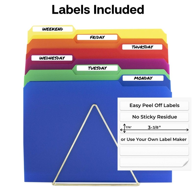 Plastic Colored File Folders (12 Pack), 1/3 Tab Filing Folders for 8.5X11 Letter gallery