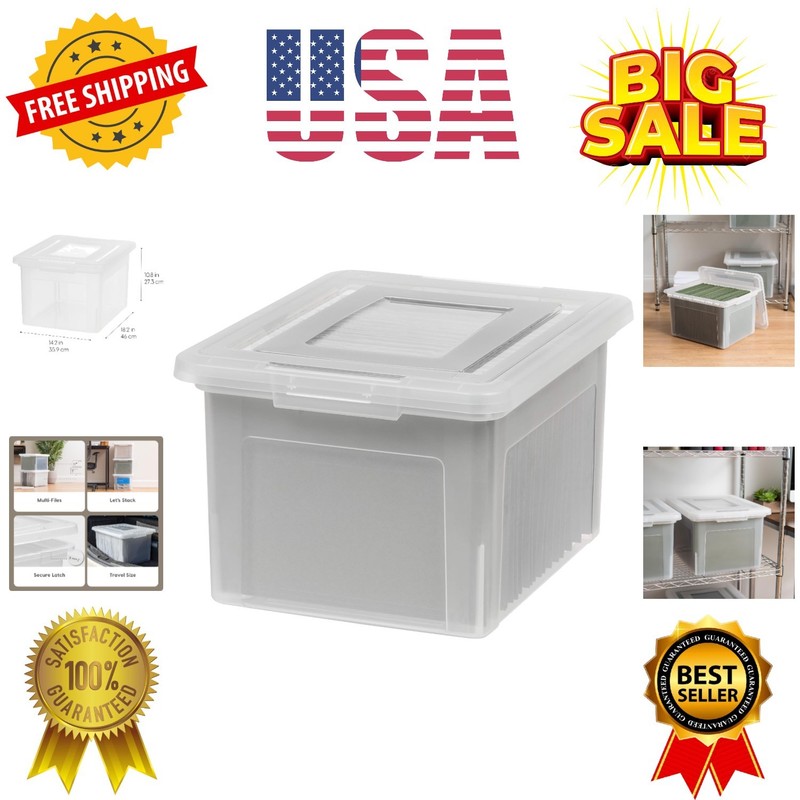 File Box, Plastic File Boxes With Lids, Document Organizer for Letter/Legal F…