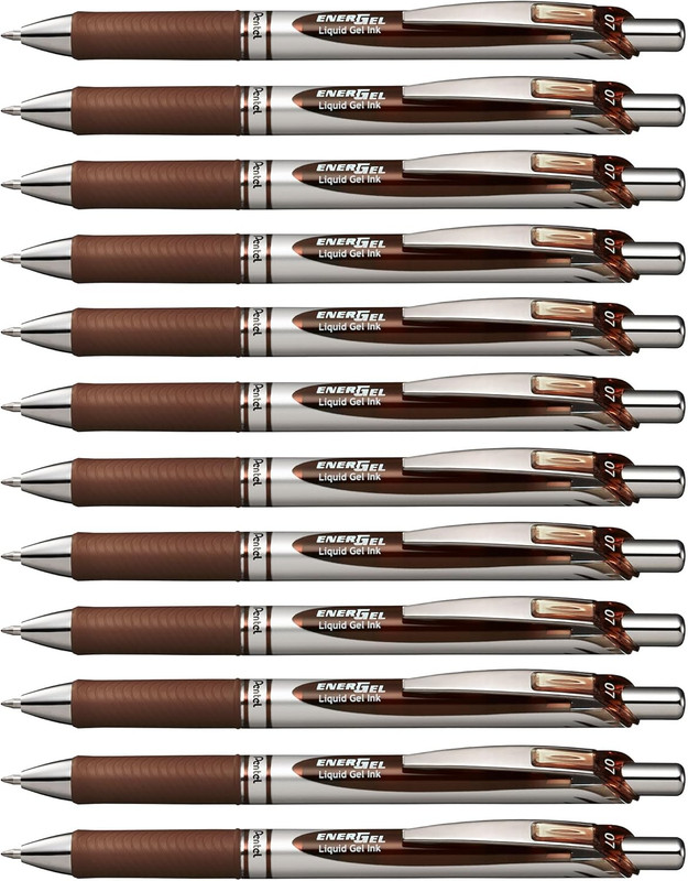 Energel RTX Retractable Liquid Gel Pen, (0.7Mm) Metal Tip, Medium Line, Brown In