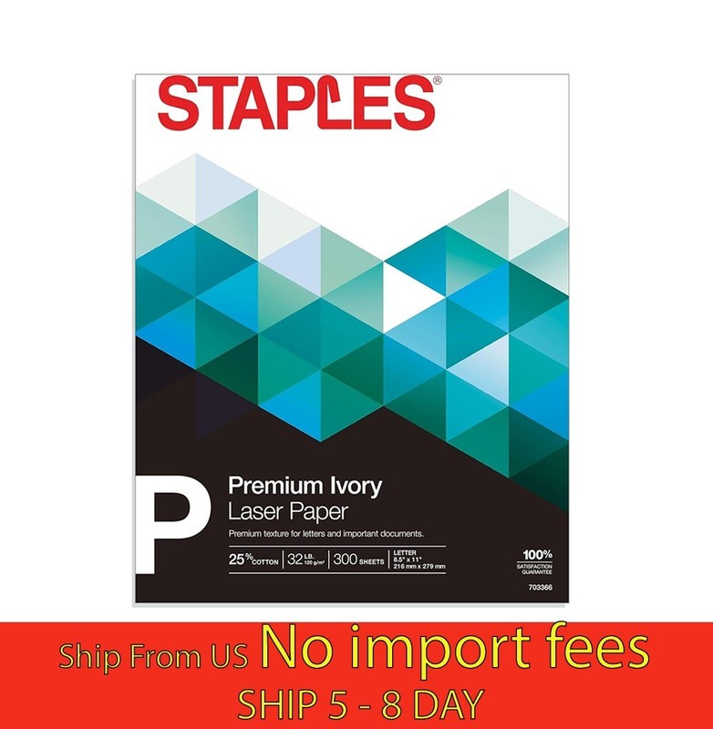 Staples Ivory Multipurpose Paper 8.5×11 300 Sheets, 32 lbs., 100 Brightn…(STA)