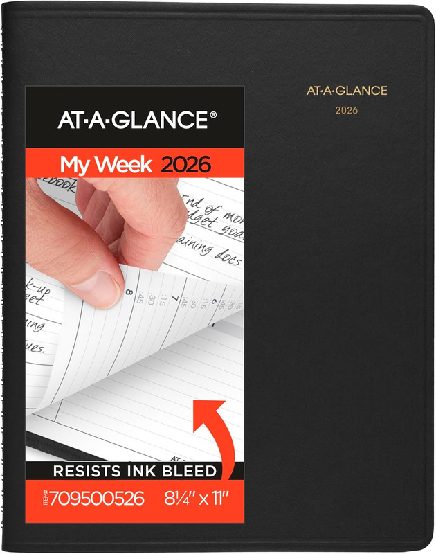 2026 Appointment Book Planner, Weekly, 8-1/4" x 11", Large, Black (709500526)