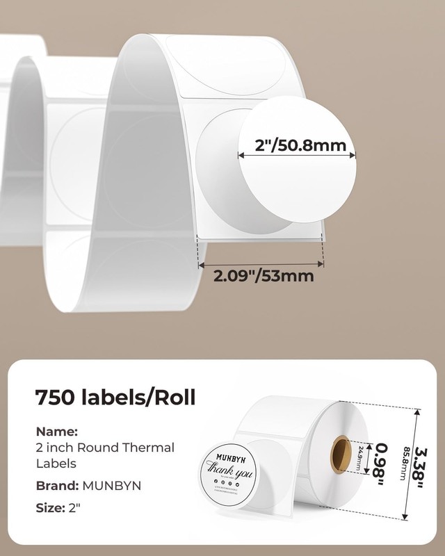 Multi-Purpose 2 Inch Thermal Sticker Labels - 4 Rolls, 3000 Sheets, BPA-Free gallery