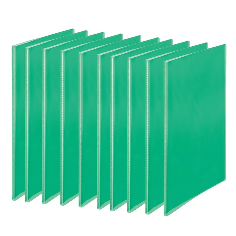 PLUS Simple Clear File A4 Vertical 10 Pockets 10 Books Green FC-210SC