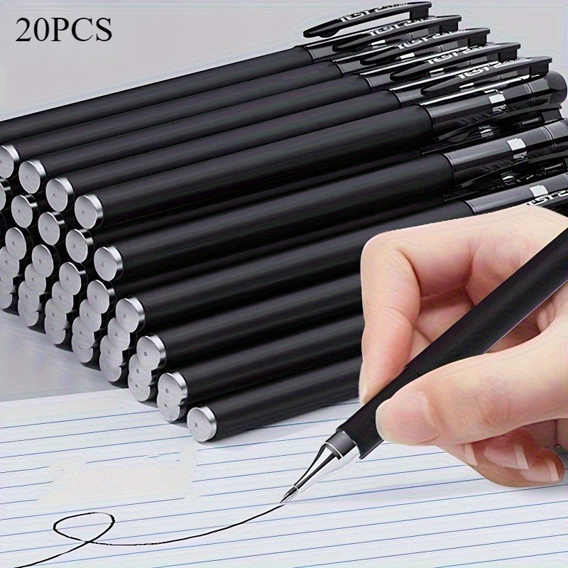 20PCS Ball Point Pens BLACK Gel Ink Pen Smooth Writing – 0.5mm Nib-USA