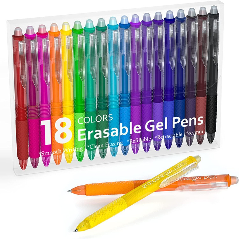 Boligrafos de gel borrables 18 colores retractiles punta fina tintas surtidas