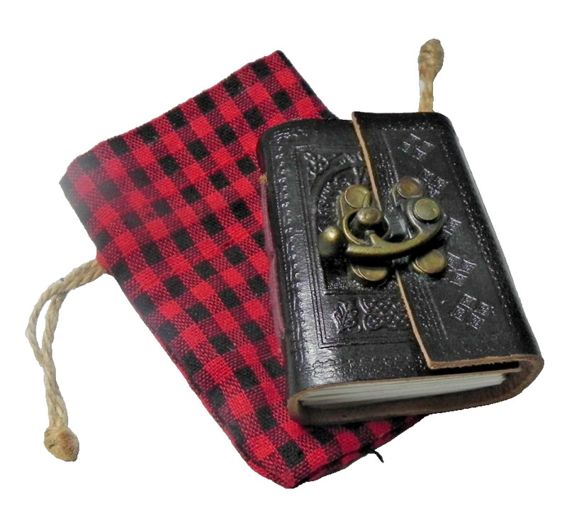 3 x 2 x 1 in. Pocket Journal / Notebook meatal Latch Genuine Leather cotton case