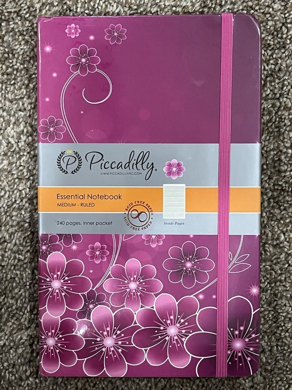 Piccadilly Essential Notebook Med Ruled 240 Pages Hardcover Floral Pattern New