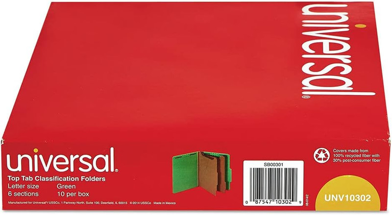 10302 Pressboard Classification Folders, Letter, Six-Section, Emerald gallery