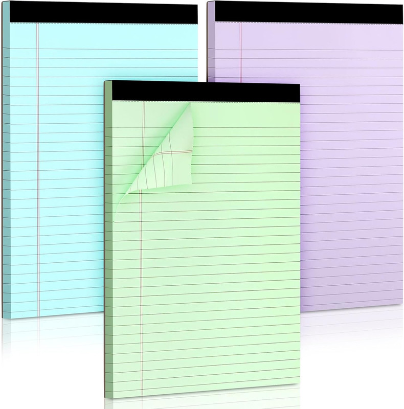 Colored Legal Pads, 3 Pack Writing Pads 8.5 X 11 Inch, Micro Perforated Notebook